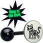Glow in the Dark Black Anodized Skeleton Kitty Cat Barbell Tongue Ring by Onyx O