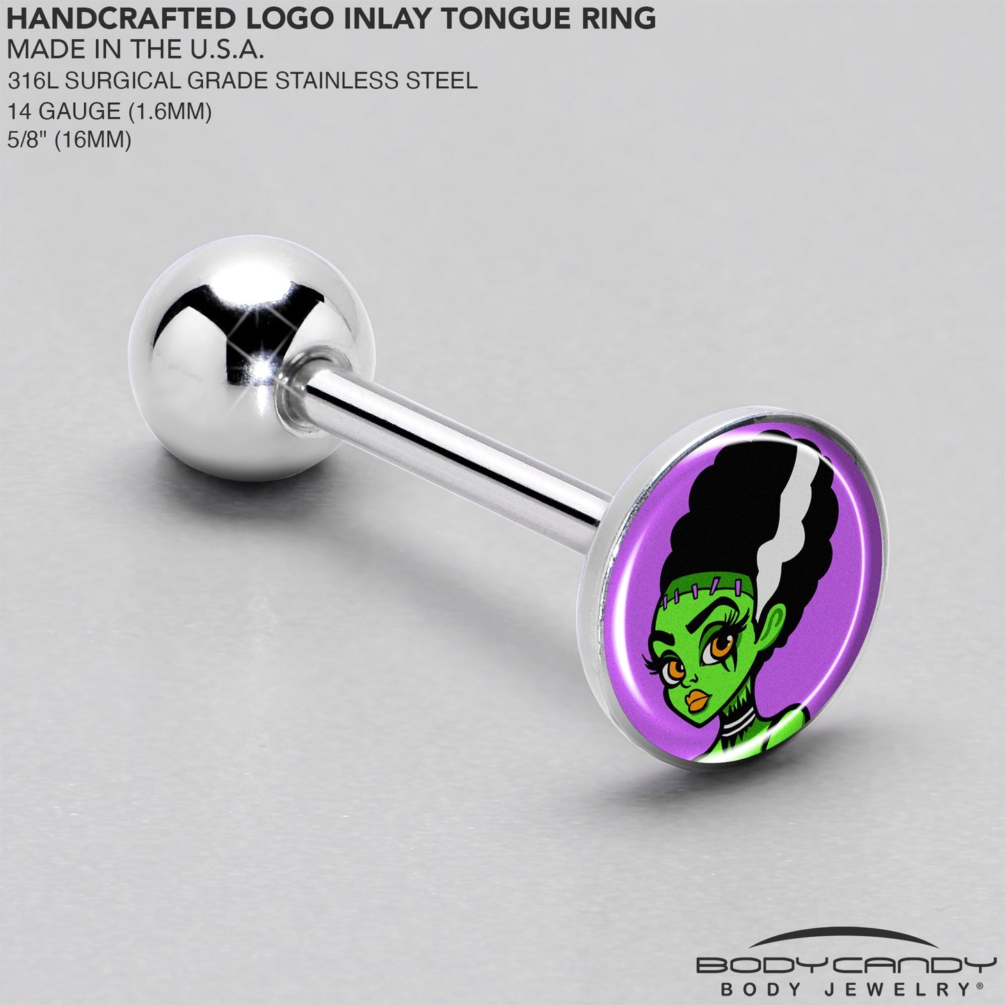 Bride of Frankenstein Barbell Tongue Ring by Onyx O