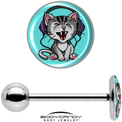 Heavy Metal Kitty Cat Barbell Tongue Ring by Onyx O