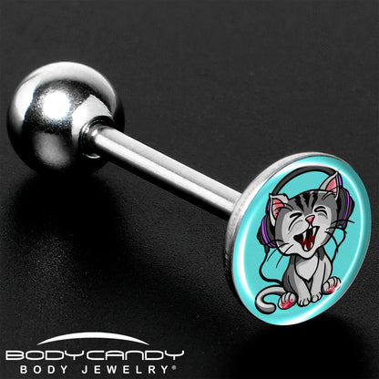 Heavy Metal Kitty Cat Barbell Tongue Ring by Onyx O