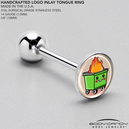 Dumpster Fire Barbell Tongue Ring by Onyx O