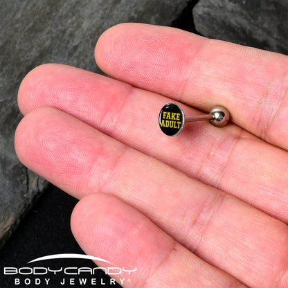 Black Yellow Fake Adult Barbell Tongue Ring by Onyx O
