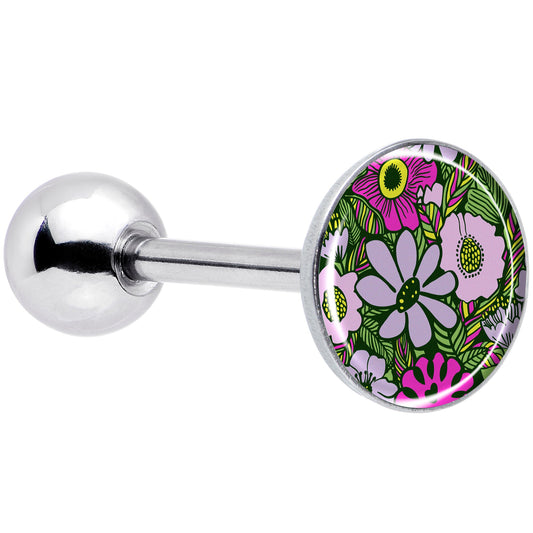 Blossom Creation Paradise of Pink Flowers Barbell Tongue Ring by Onyx O