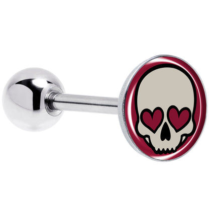 Valentine Heart Skull Barbell Tongue Ring