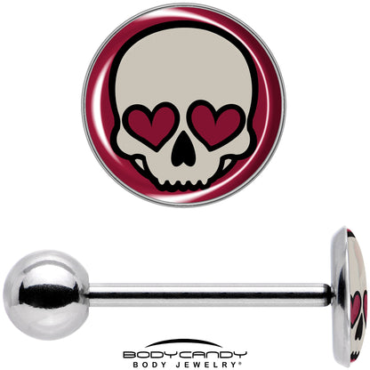Valentine Heart Skull Barbell Tongue Ring