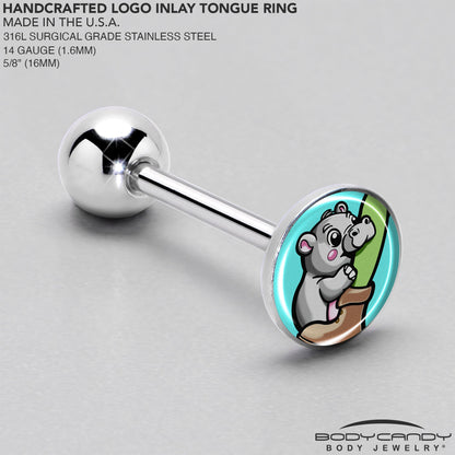 Cute Biting Baby Hippo Barbell Tongue Ring
