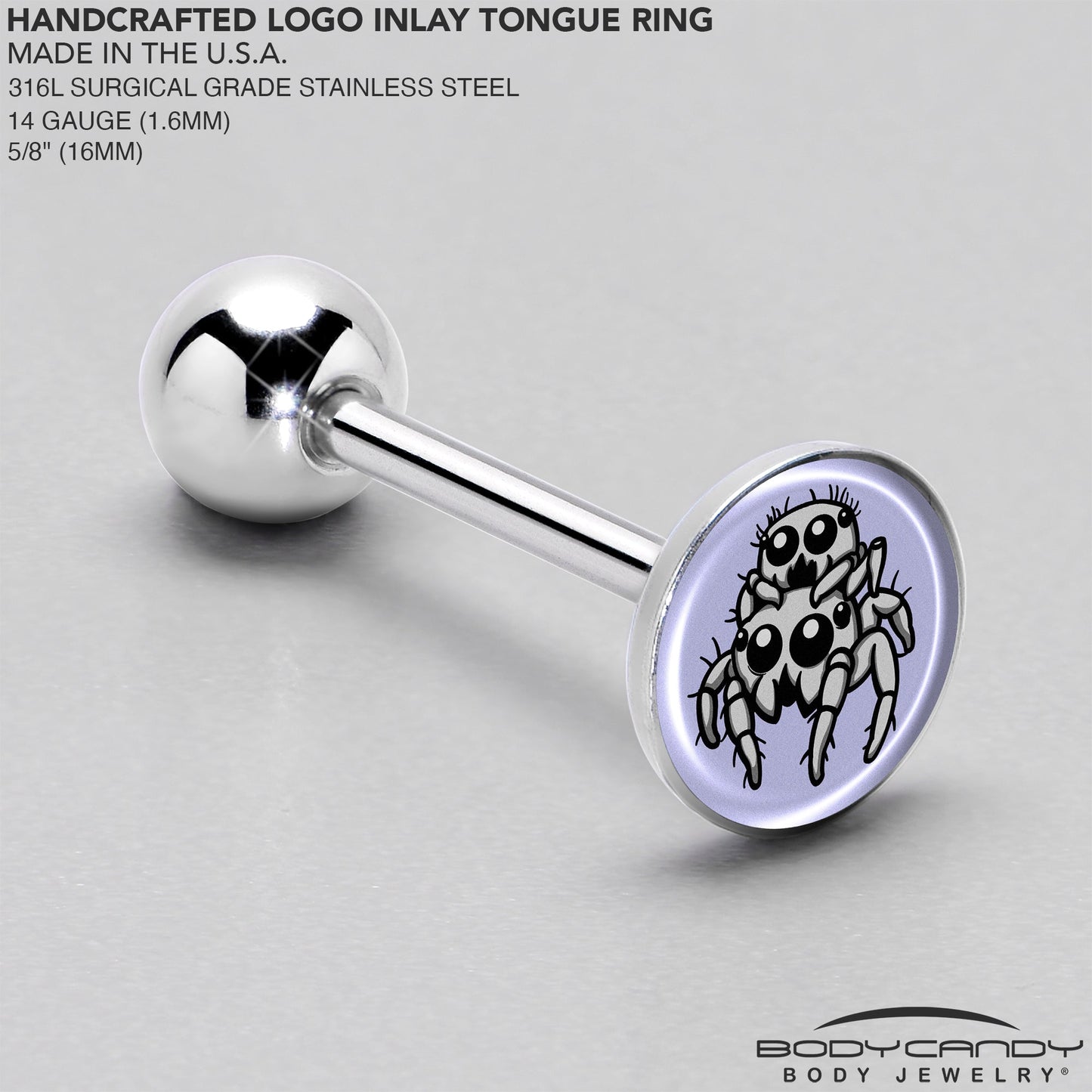 Leaping Leapfrog Spiders Barbell Tongue Ring by Onyx O