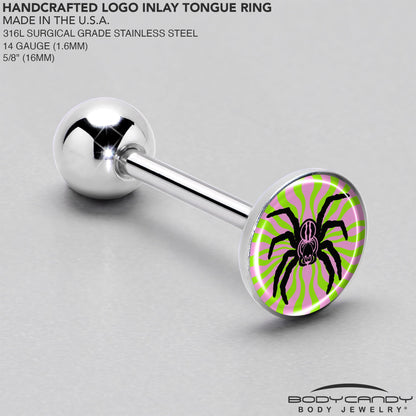 Psychedelic Spider Barbell Tongue Ring by Onyx O