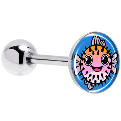 Swimming Pink Pufferfish Barbell Tongue Ring by Onyx O