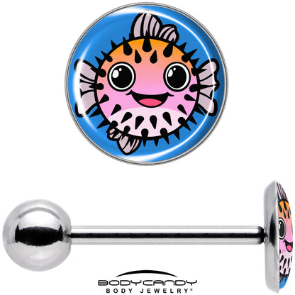 Swimming Pink Pufferfish Barbell Tongue Ring by Onyx O