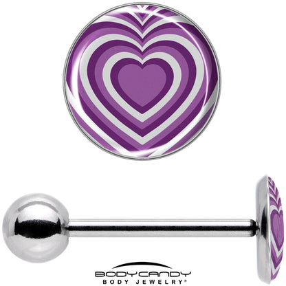 Purple Retro Heart Barbell Tongue Ring by Onyx O