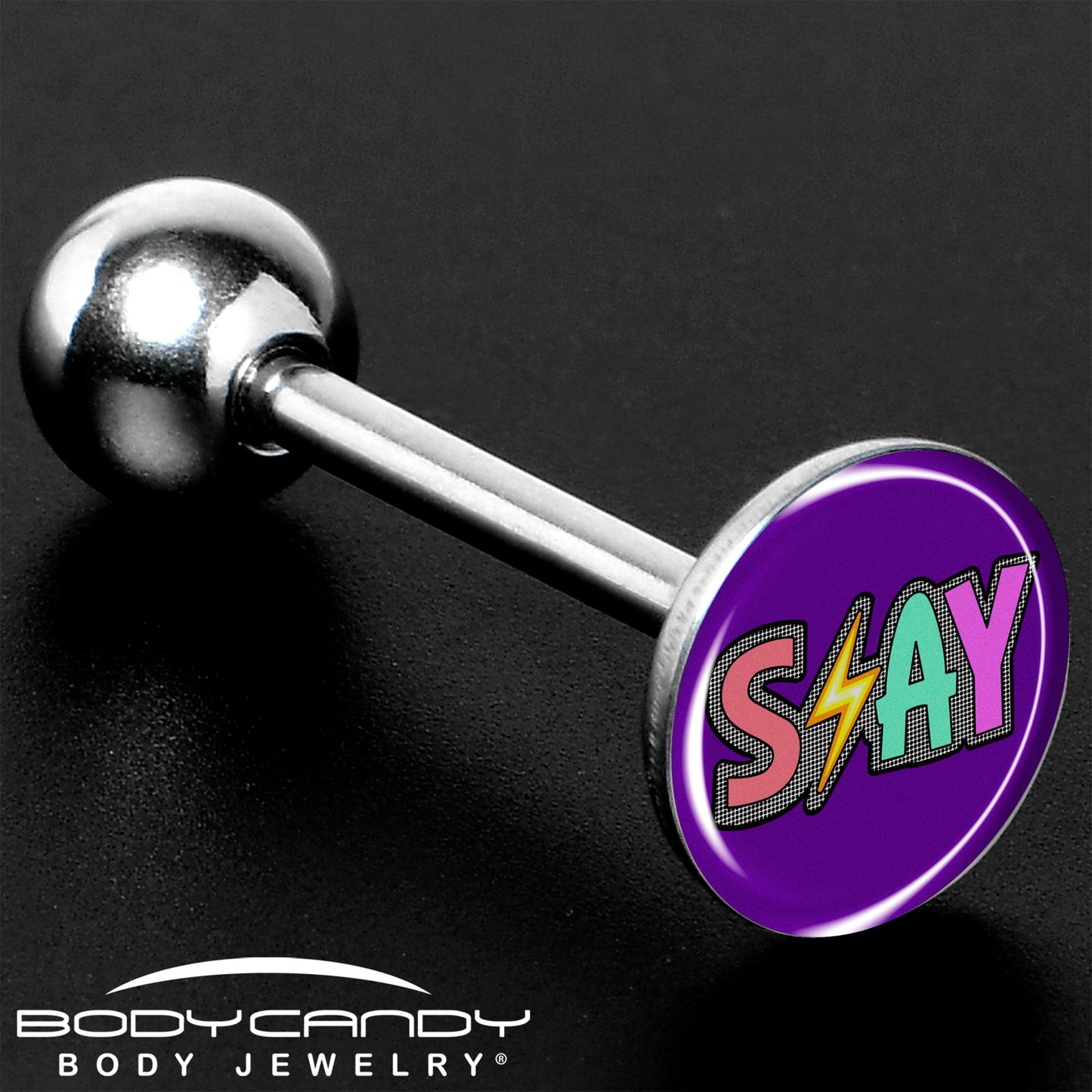 Colorful Lighting SLAY Barbell Tongue Ring by Onyx O