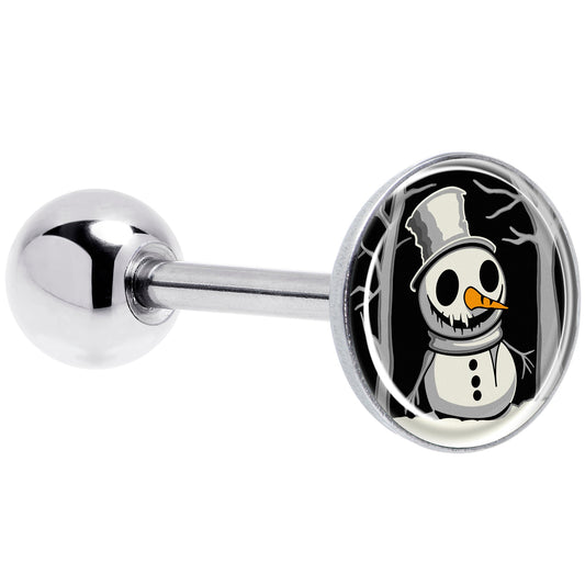 Christmas Holiday Spooky Snowman Barbell Tongue Ring by Onyx O