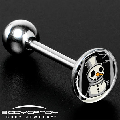 Christmas Holiday Spooky Snowman Barbell Tongue Ring by Onyx O