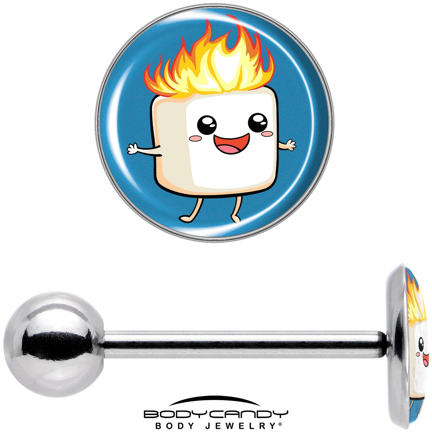 Burning Marshmallow Barbell Tongue Ring by Onyx O