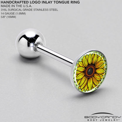 Blossom Creation Yellow Sunflower Barbell Tongue Ring by Onyx O