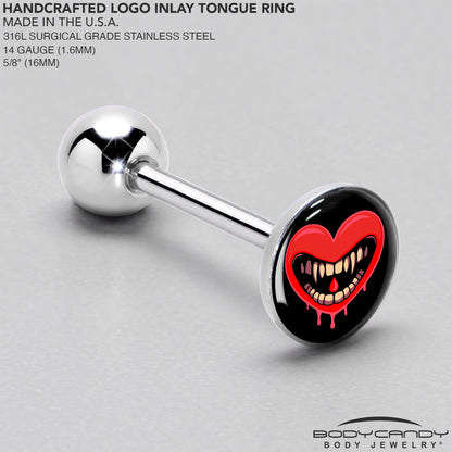 Valentine Heart Vampire Barbell Tongue Ring