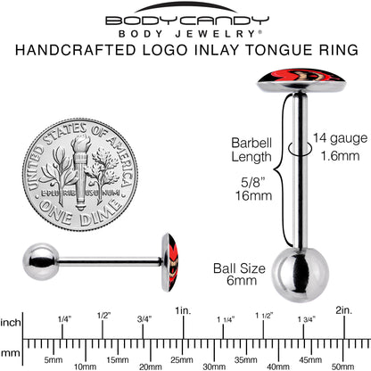 Valentine Heart Vampire Barbell Tongue Ring