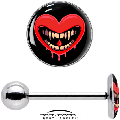 Valentine Heart Vampire Barbell Tongue Ring