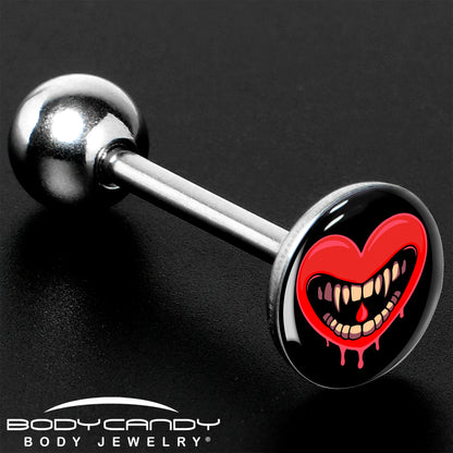 Valentine Heart Vampire Barbell Tongue Ring