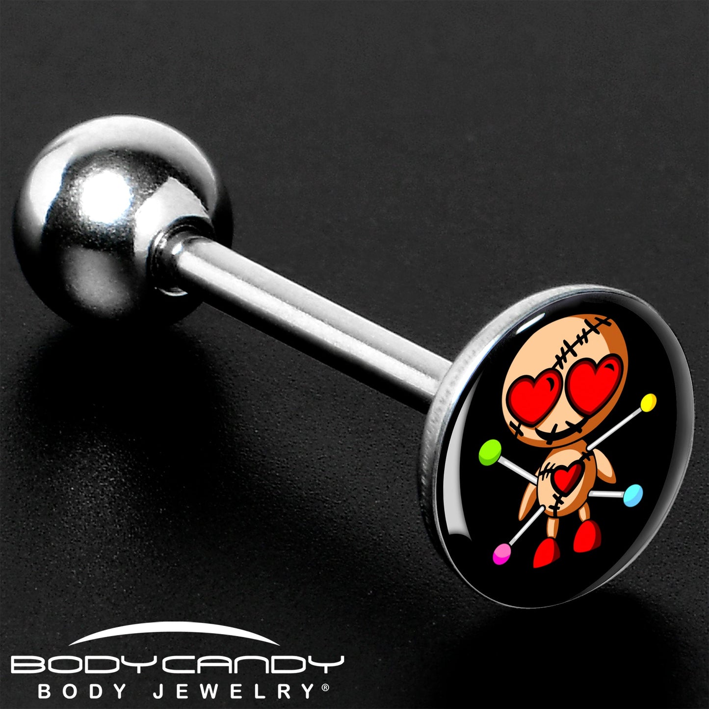 Valentine Heart Voodoo Doll Barbell Tongue Ring