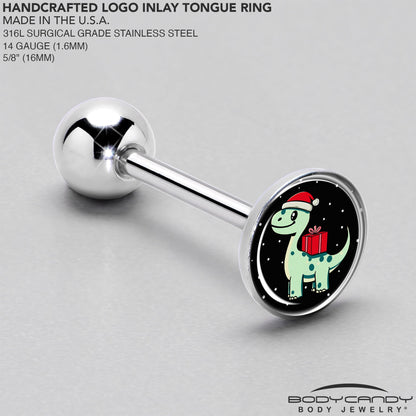 Christmas Holiday Dinosaur Barbell Tongue Ring by Onyx O