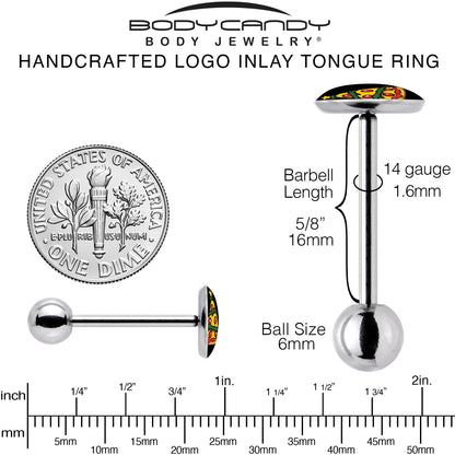 Christmas Holiday Pizza Tree Barbell Tongue Ring by Onyx O