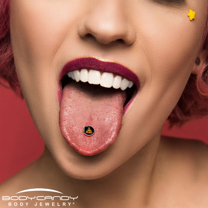 Christmas Holiday Pizza Tree Barbell Tongue Ring by Onyx O