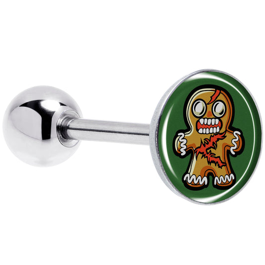 Christmas Holiday Zombie Gingergread Man Barbell Tongue Ring by Onyx O