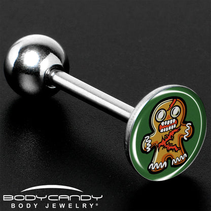 Christmas Holiday Zombie Gingergread Man Barbell Tongue Ring by Onyx O