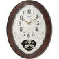 Decorative wall clock with wooden frame and floral design on a white background