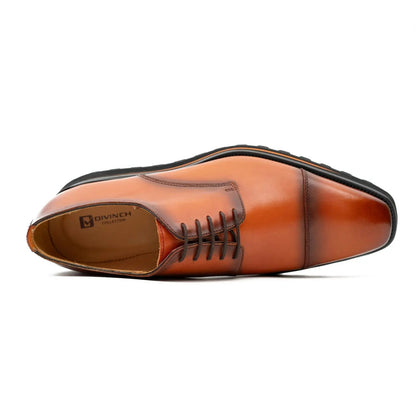 Calf leather dress three quarters derby shoes Brown