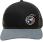 Snap Back Hat - Grey Camo Side Red White and Blue Logo