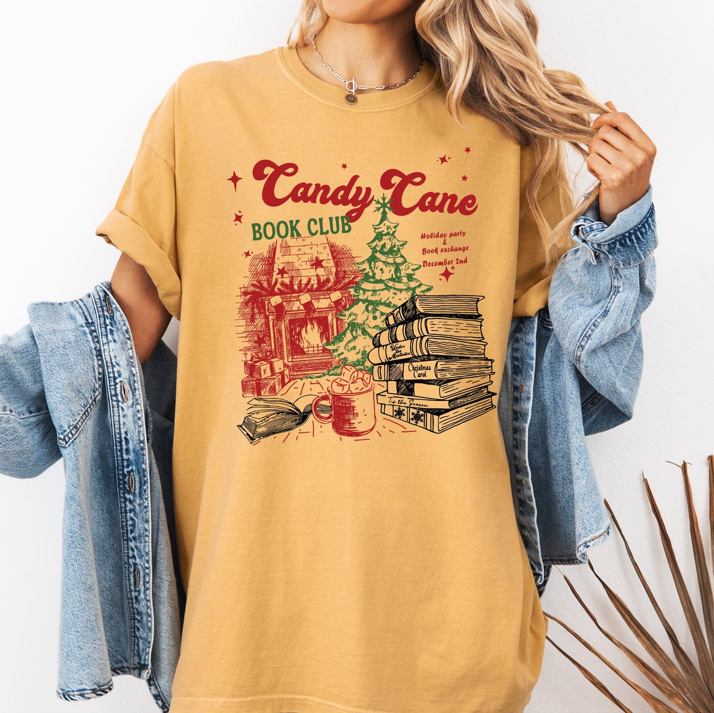 Candy Cane Book Club, Christmas, Reading, Winter, Santa, Xmas Tshirt Comfort Colors T-Shirt