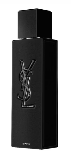 Black YSL perfume bottle on a white background