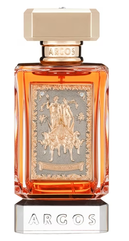 Argos perfume bottle with decorative label on a white background