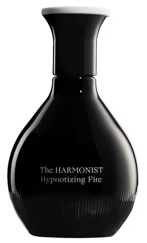 Black bottle labeled 'The Harmonist Hypnotizing Fire' on a white background