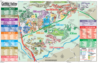 Carmel Valley Map, San Diego County, CA - POSTER PRINTS