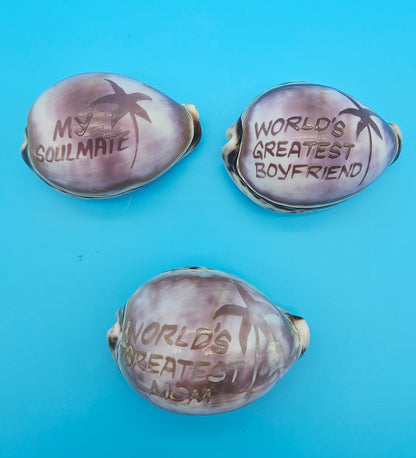 Carved Cowrie Shell Magnet – Coastal Gift Boyfriend, Mom, Girlfriend, Dad, or Soulmate 3"