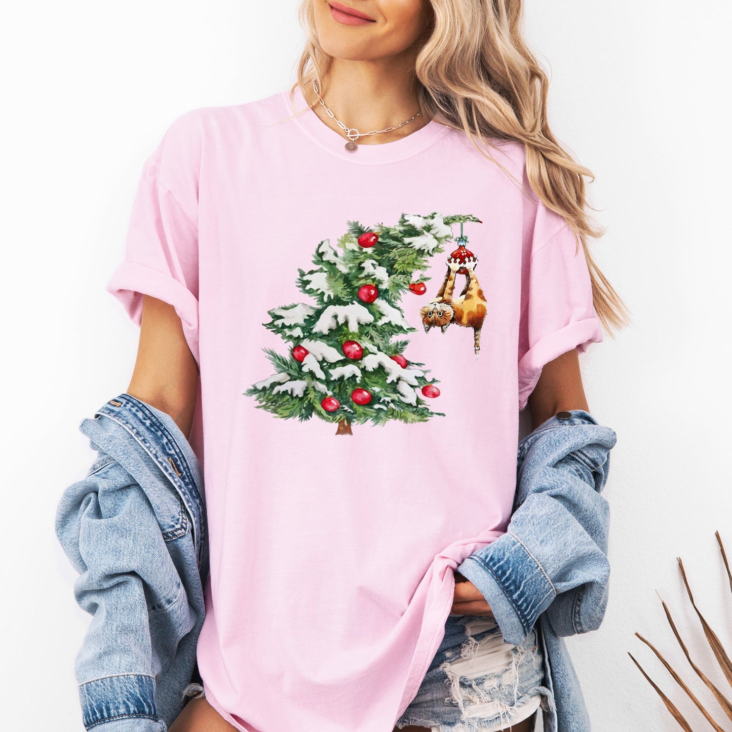 Cat Christmas Tree, Funny, Naughty, Winter, Santa, Snow, Xmas Tshirt Comfort Colors T-Shirt