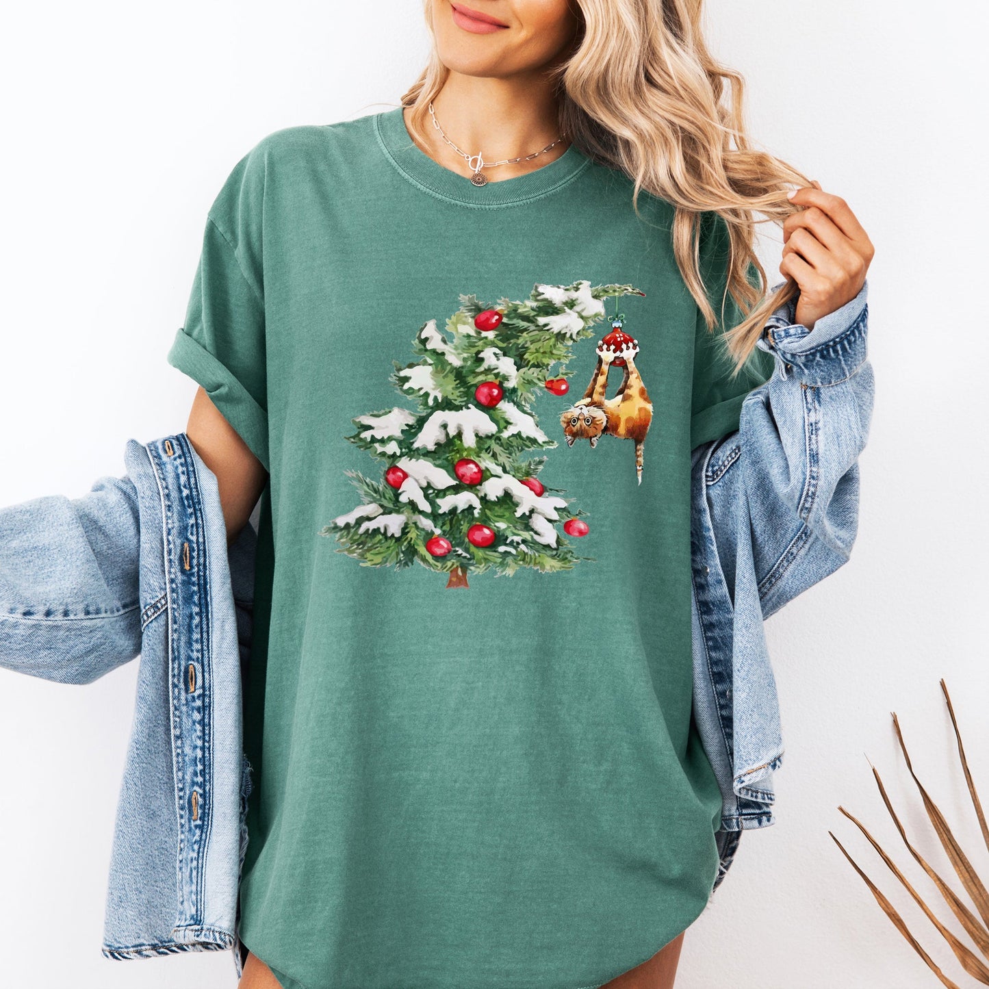 Cat Christmas Tree, Funny, Naughty, Winter, Santa, Snow, Xmas Tshirt Comfort Colors T-Shirt