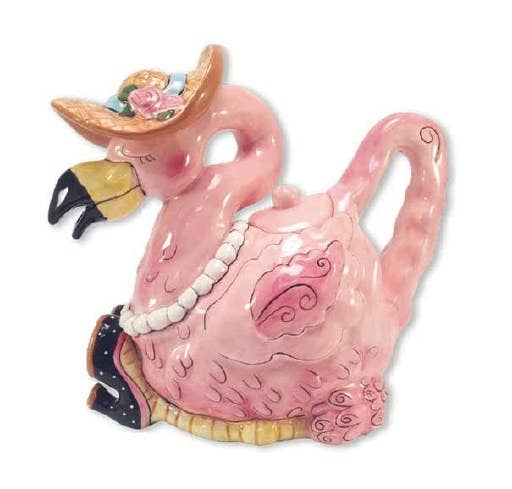 Ceramic Flamingo Cookie Jar, Dip Bowl, or Teapot – Miss Precious Coastal Serveware