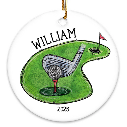 Golfer Daddy Dad Christmas Ornament - Personalized Custom Ceramic Ornament - Christmas Gift For Golf Lovers