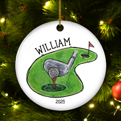 Golfer Daddy Dad Christmas Ornament - Personalized Custom Ceramic Ornament - Christmas Gift For Golf Lovers