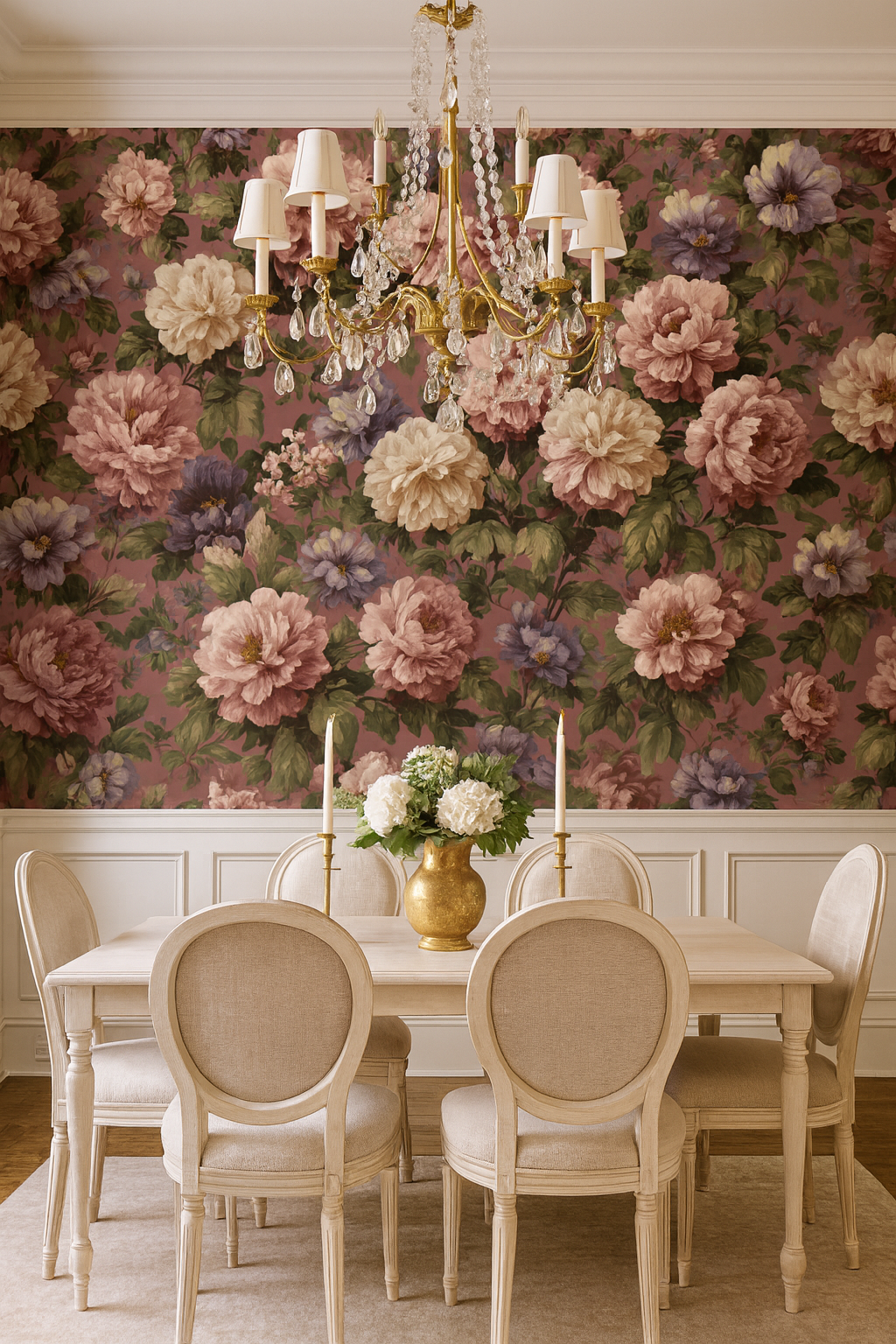 Textured Vintage Floral Wallpaper