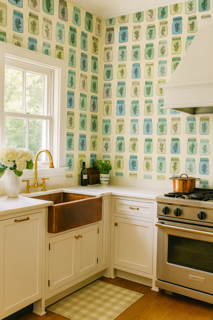 Herbarium Jars Wallpaper