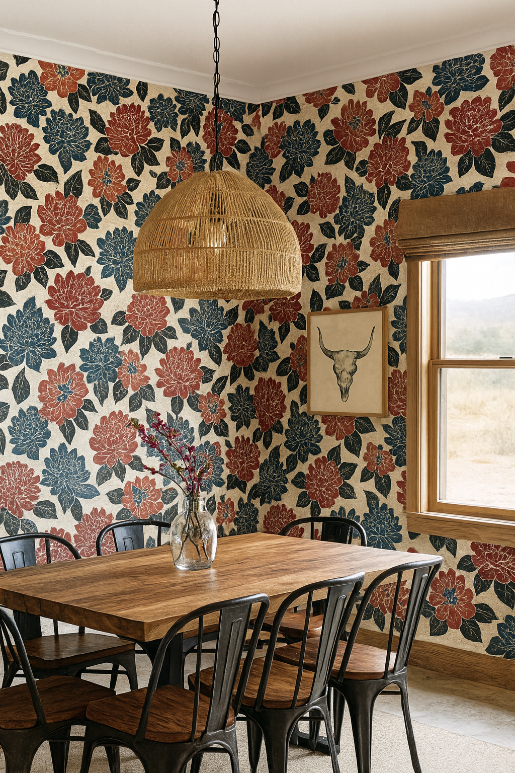 Block Print Bloom Wallpaper