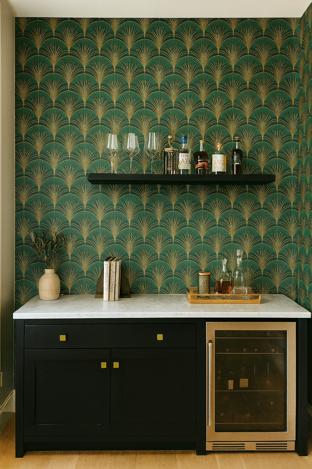 Emerald Deco Bloom Wallpaper