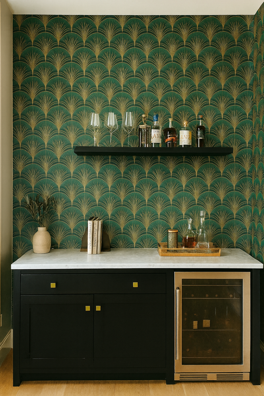 Emerald Deco Bloom Wallpaper