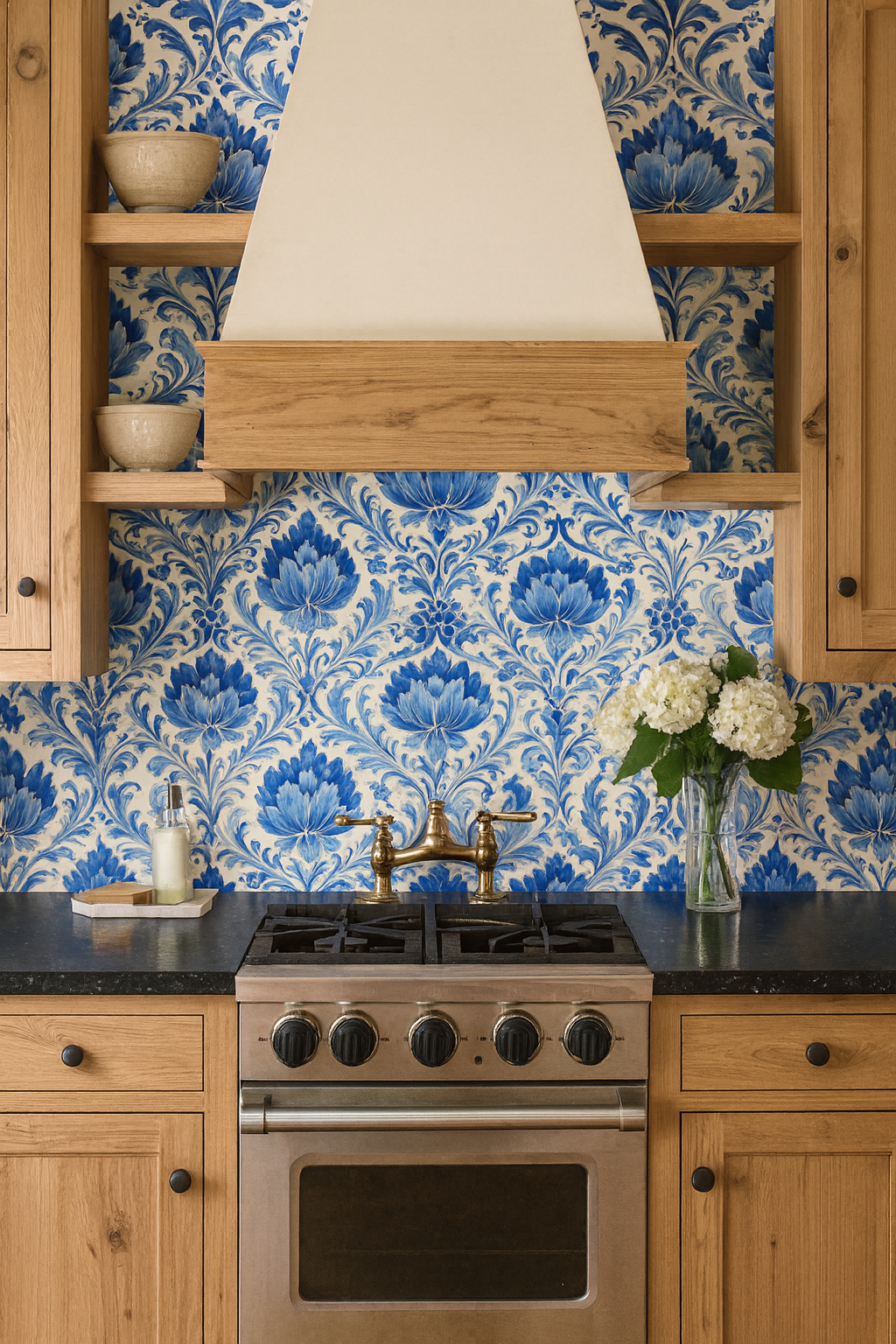 Blue Delft Garden Wallpaper